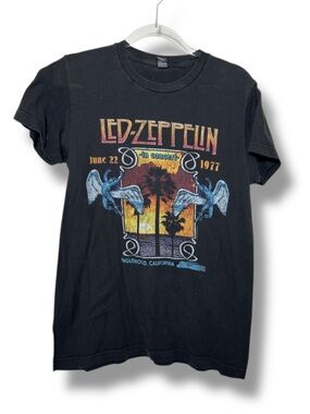 Led Zeppelin Graphic Band Tee  Inglewood 1977 Vintage Tour Shirt Black Small